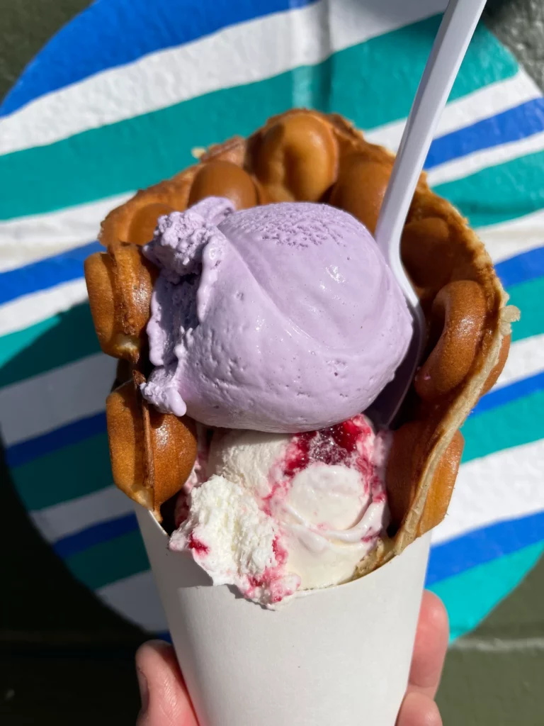 Ice cream in a bubble waffle cone